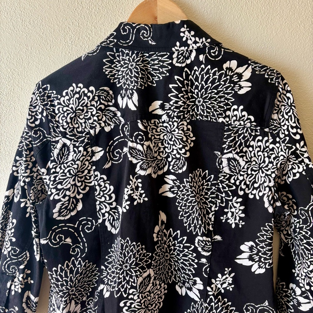 Ruby Rd. Black & White floral print jacket‎ cotton blend - Picture 6 of 7
